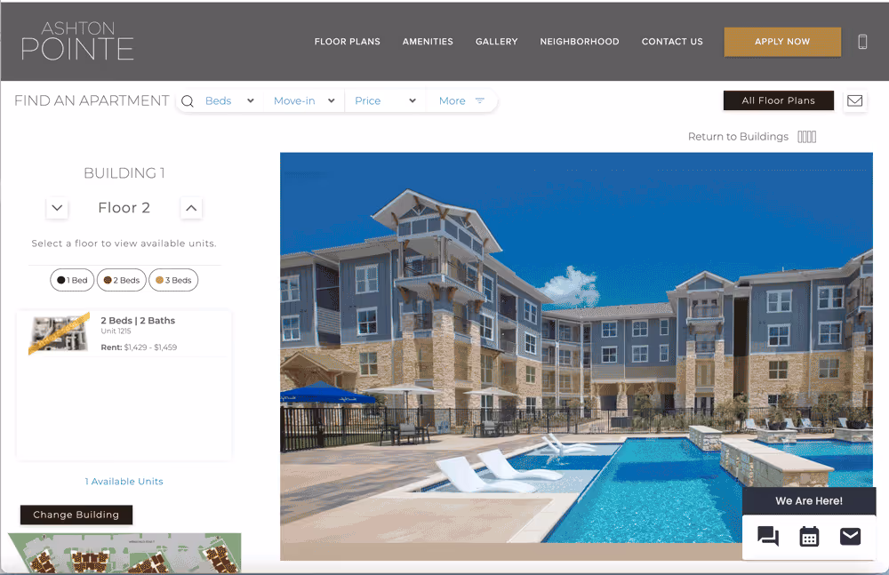 Screenshot of the Ashton Pointe apartment complex website