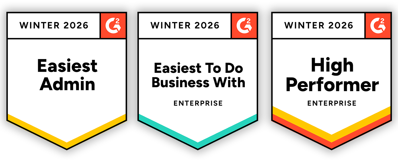 Winter g2 badges - easiest admin, easiest to do business with, high performer