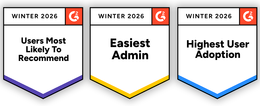 Winter g2 badges - user most likelt to recommend, easiest admin, highest user adoption