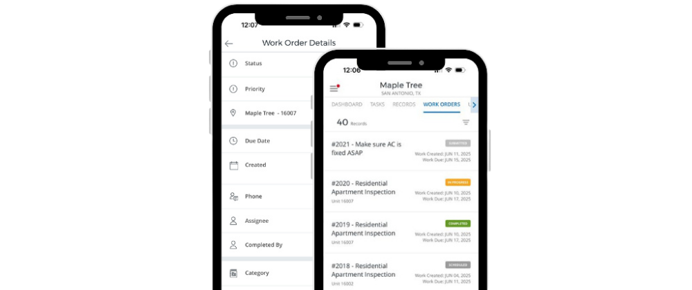 Image of two mobile phone screens showing UI